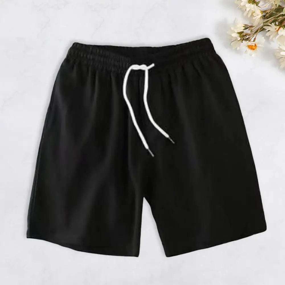 Men Active Wear Shorts Quick-drying Athletic Shorts with Elastic Waistband Pockets for Men Summer Solid Color Wide Leg Fitness