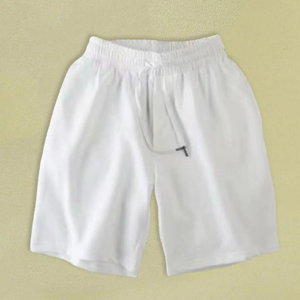 Men Active Wear Shorts Quick-drying Athletic Shorts with Elastic Waistband Pockets for Men Summer Solid Color Wide Leg Fitness