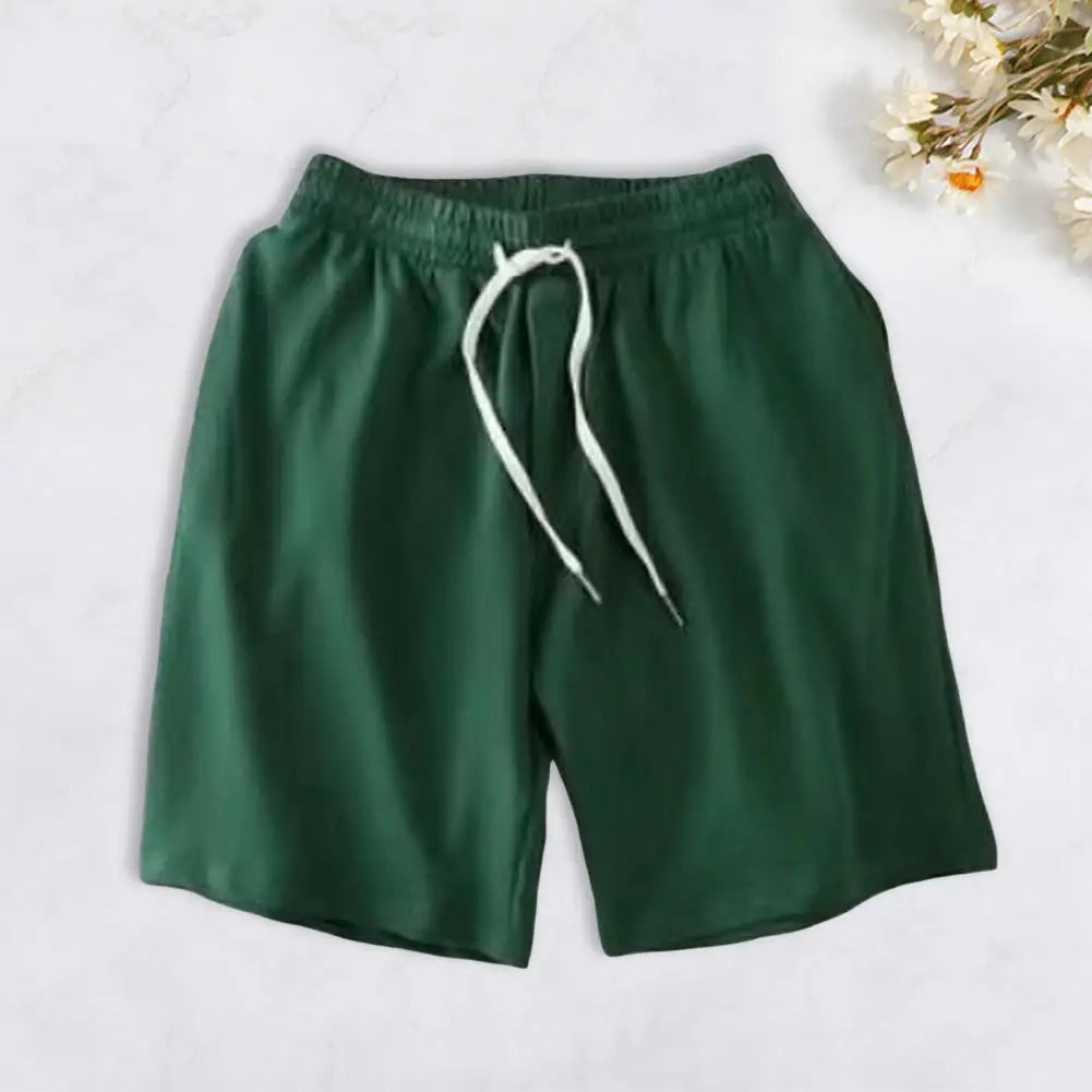Men Active Wear Shorts Quick-drying Athletic Shorts with Elastic Waistband Pockets for Men Summer Solid Color Wide Leg Fitness