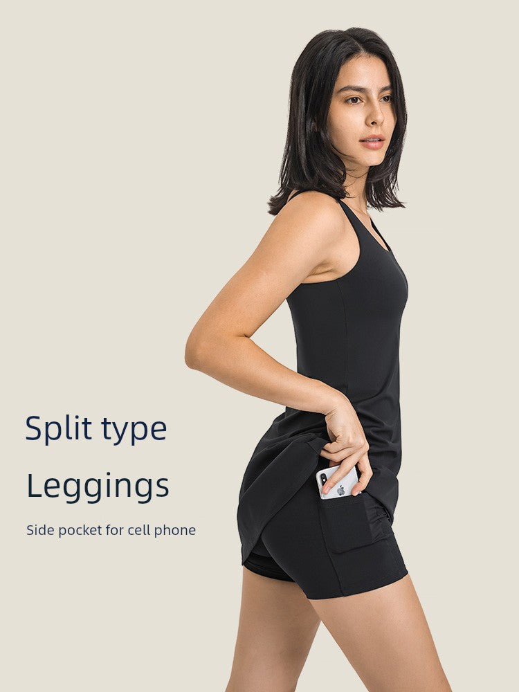 Lulu with Chest Pad One-Piece Yoga Fitness Tennis & Pickleball Skirt