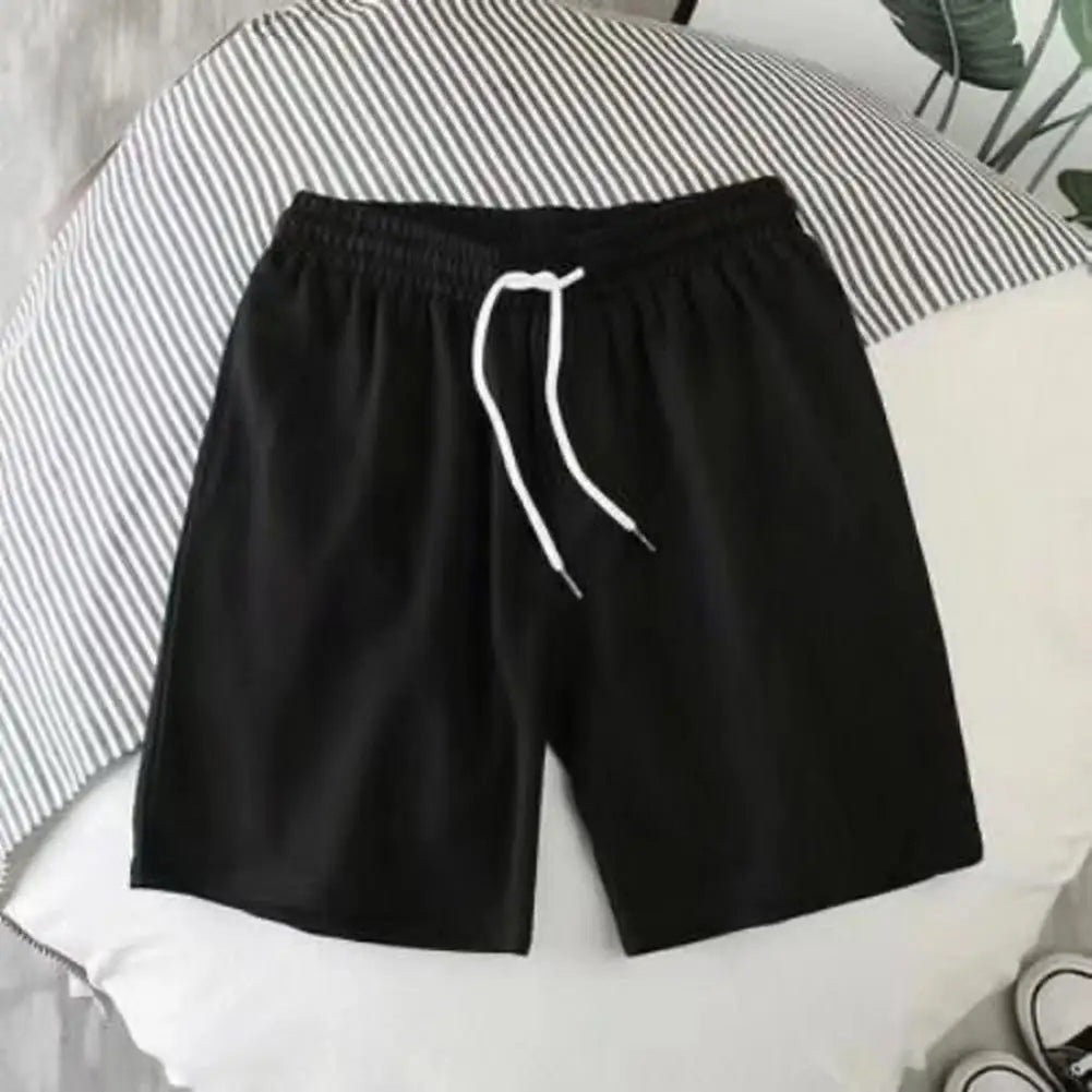 Men Active Wear Shorts Quick-drying Athletic Shorts with Elastic Waistband Pockets for Men Summer Solid Color Wide Leg Fitness