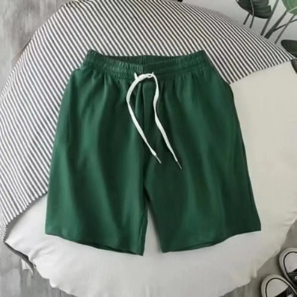 Men Active Wear Shorts Quick-drying Athletic Shorts with Elastic Waistband Pockets for Men Summer Solid Color Wide Leg Fitness