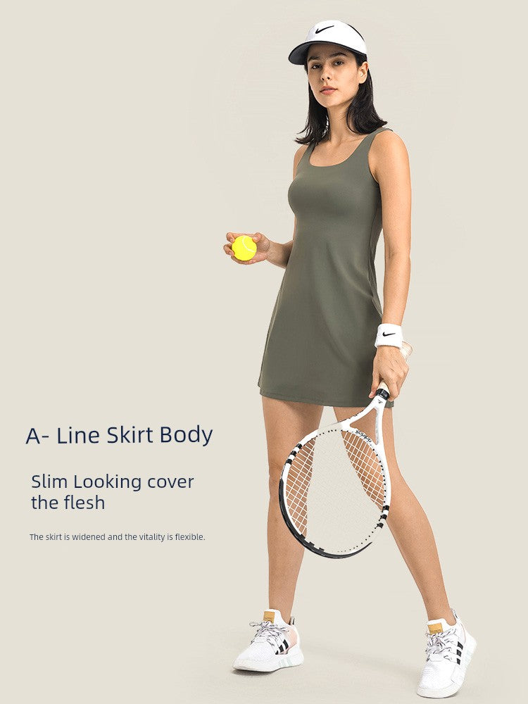 Lulu with Chest Pad One-Piece Yoga Fitness Tennis & Pickleball Skirt