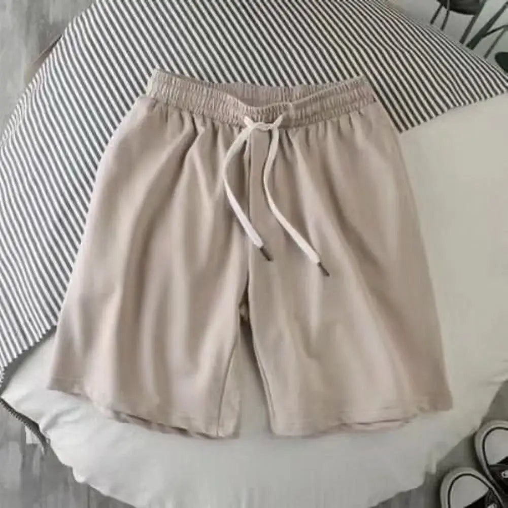 Men Active Wear Shorts Quick-drying Athletic Shorts with Elastic Waistband Pockets for Men Summer Solid Color Wide Leg Fitness