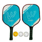 Pickleball Racket Set: 2 Carbon Fiber Paddles, 3 High-Performance Balls w/ Carry Bag
