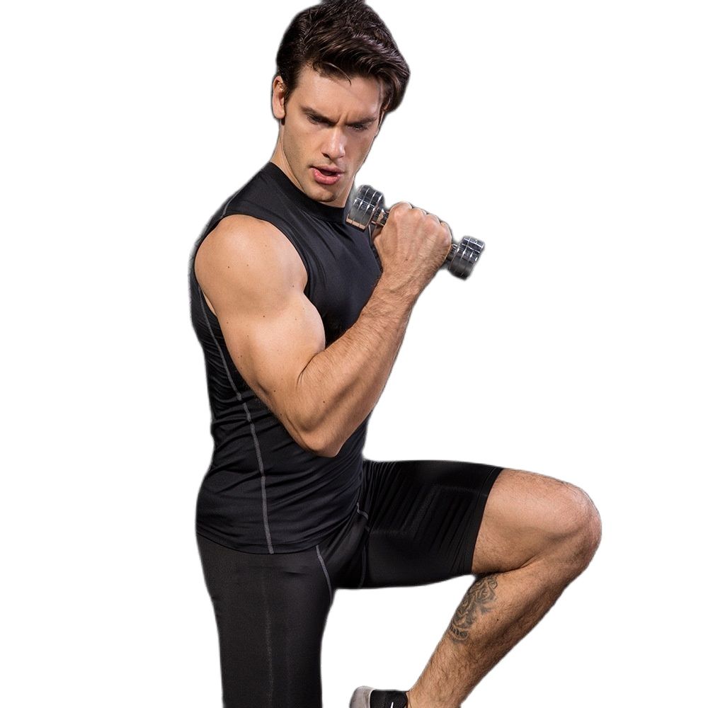 Sport Compression Polyester Tank Top - Black/White (S-3XL)