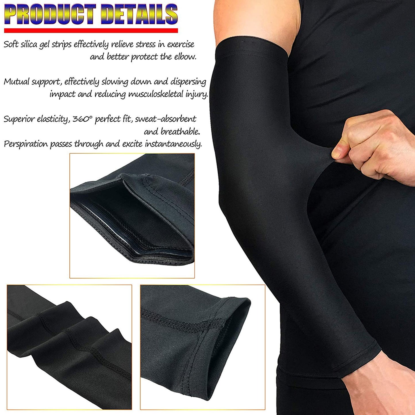 Color-Flux Sports Arm Compression Sleeve (1 or 2 Pack Options)