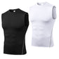 Sport Compression Polyester Tank Top - Black/White (S-3XL)