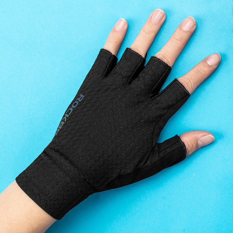 Black Fingerless Pickleball Spandex Gloves in S - XXL Sizes