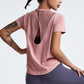 Breathable Nylon Women's Loose Short Sleeve Top w/ Open Back