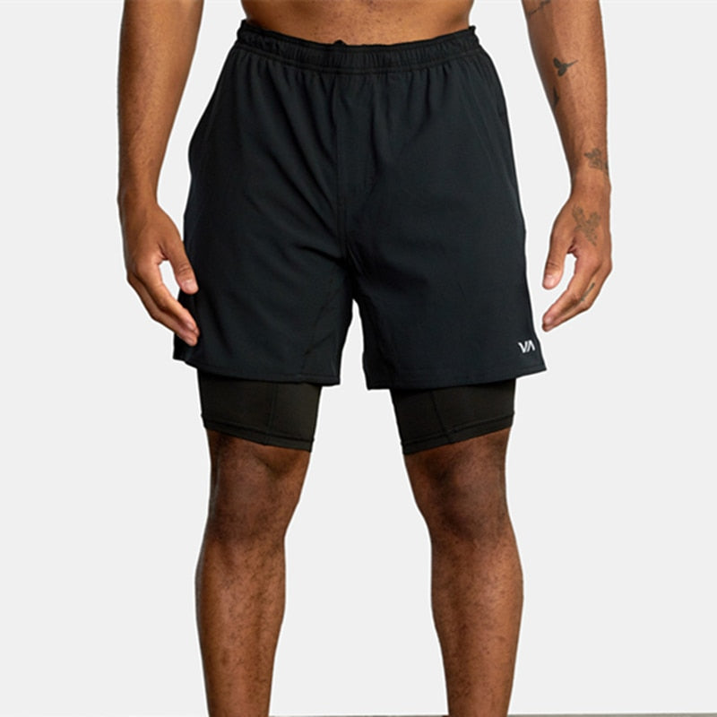 Men's Breathable Athletic 2-Layer Polyester Shorts w/ Pockets