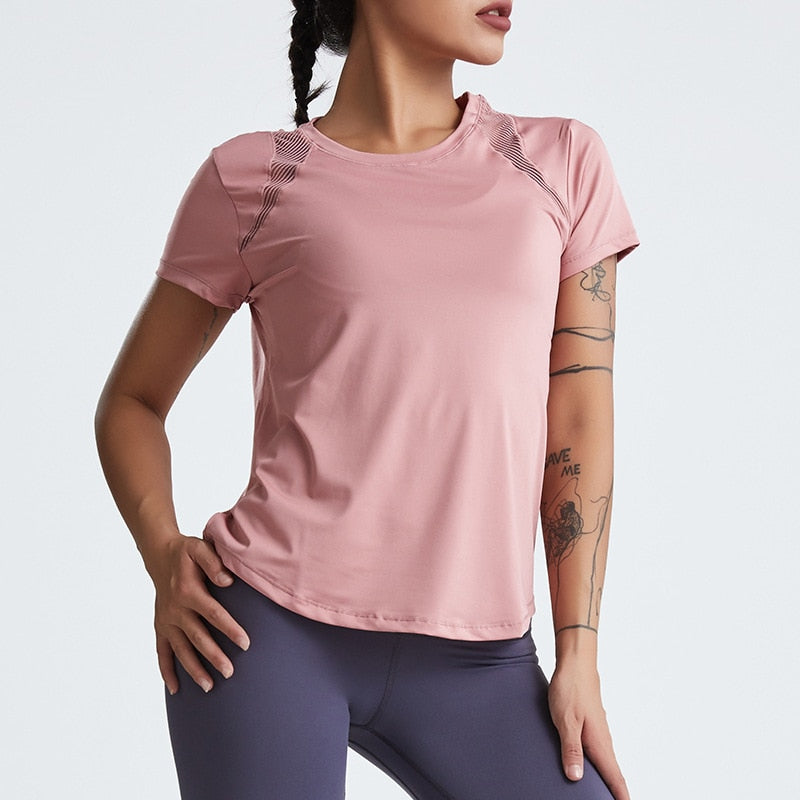 Breathable Nylon Women's Loose Short Sleeve Top w/ Open Back