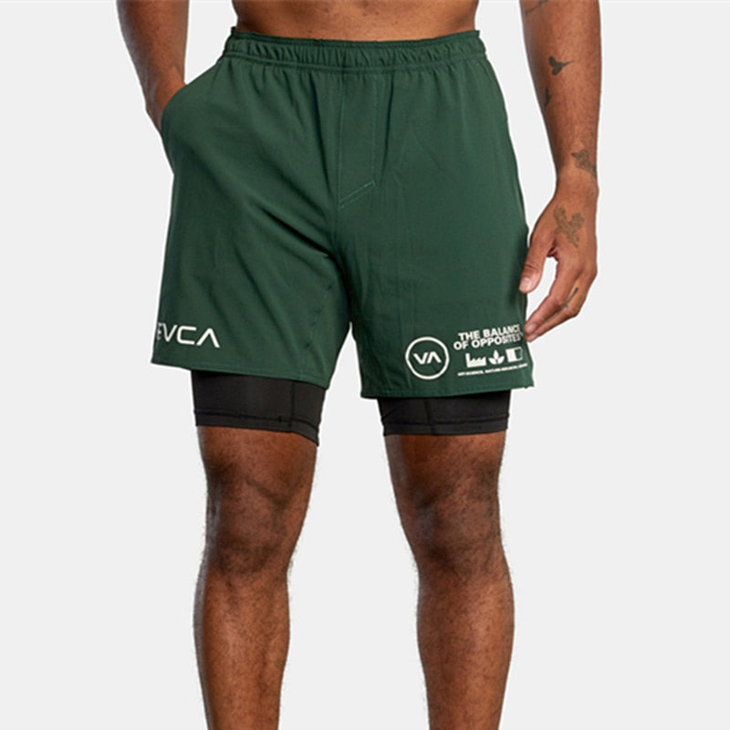 Men's Breathable Athletic 2-Layer Polyester Shorts w/ Pockets