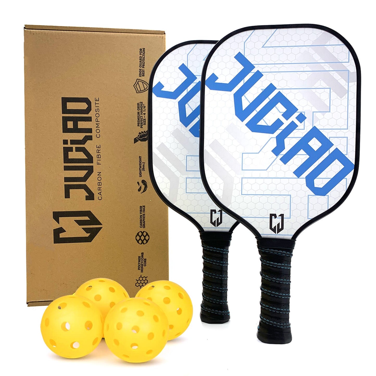 Blue Pickleball Starter Set: Includes 4 Balls and 2 Paddles w/ Carrying Bag