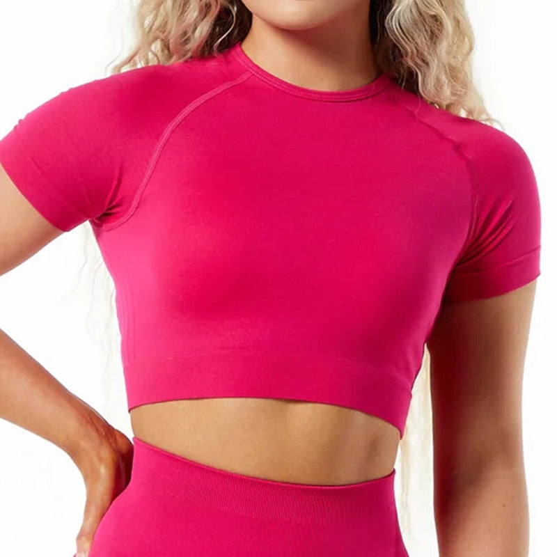 Women's Seamless Nylon Spandex Crop Top - Slim Fit