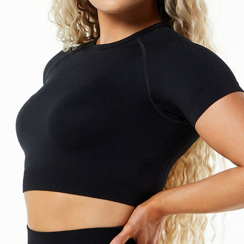 Women's Seamless Nylon Spandex Crop Top - Slim Fit